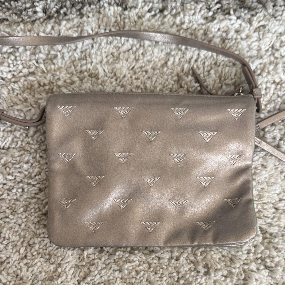 Stella & Dot Metallic Taupe Crossbody Bag